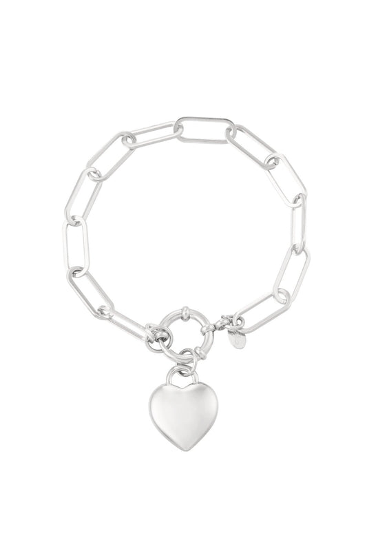 Zilveren armband - Chains met hartjesbedel