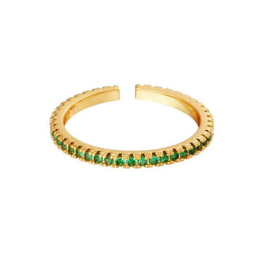 Gouden ring Diamonds are a girls best friend - Green