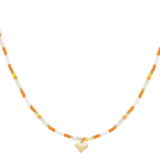 Ketting 'Beaded necklace' - Oranje