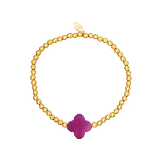Gouden armband - Clover purple