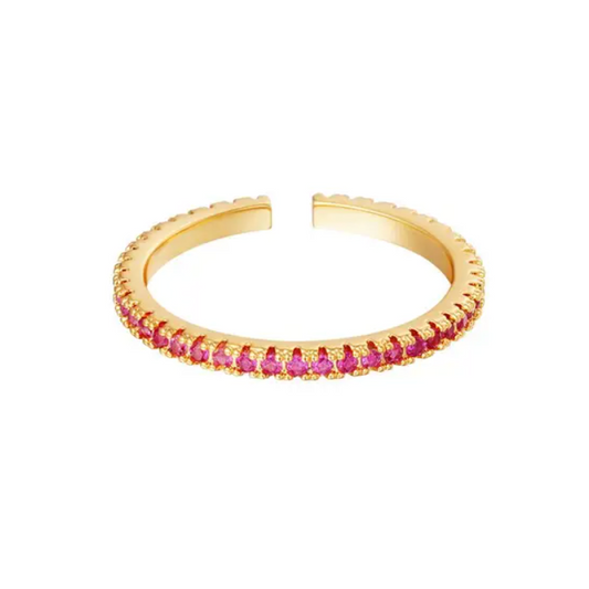 Gouden ring Diamonds are a girls best friend - Pink