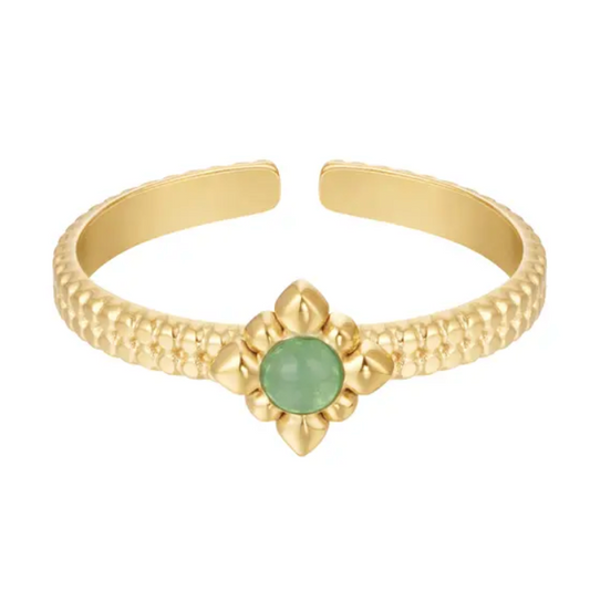 Gouden ring Green flower