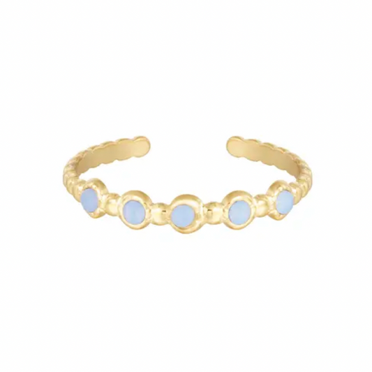 Gouden ring met blauwe steentjes