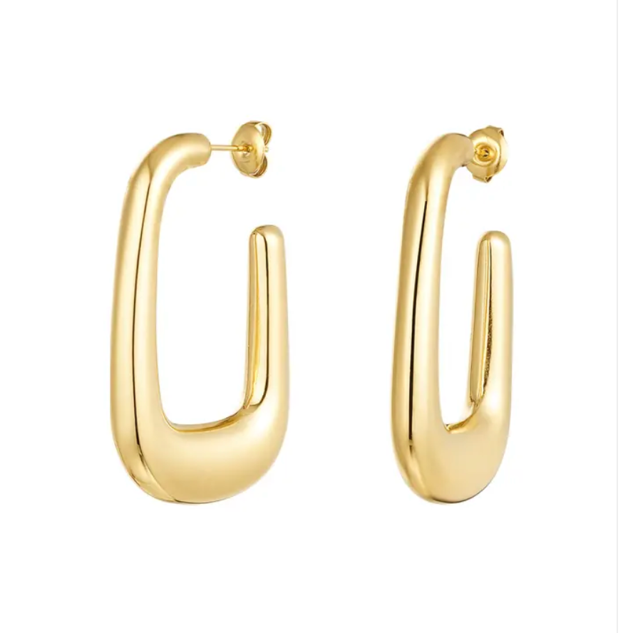 Oorbellen 'Regtangle hoops' - Goud