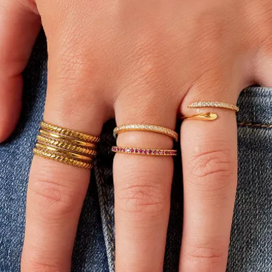 Gouden ring Diamonds are a girls best friend - Pink