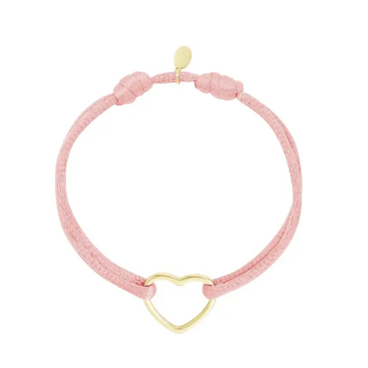 Silk Heart Bracelet - Roze