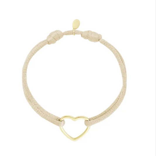 Silk Heart Bracelet - Beige