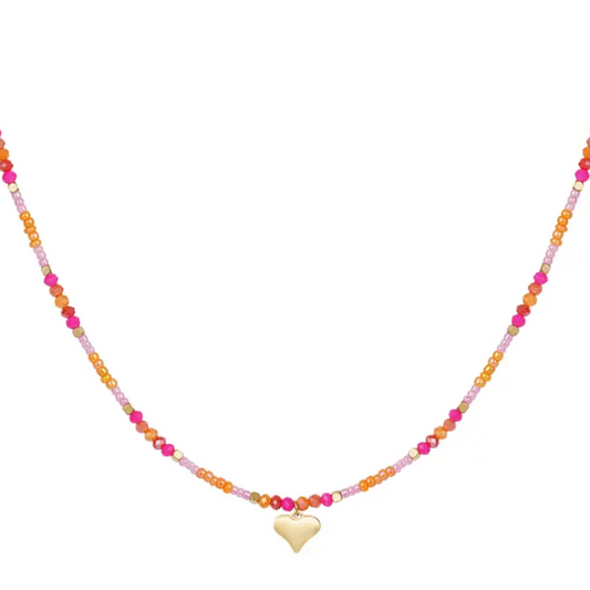 Ketting 'Beaded necklace' - Fuchsia