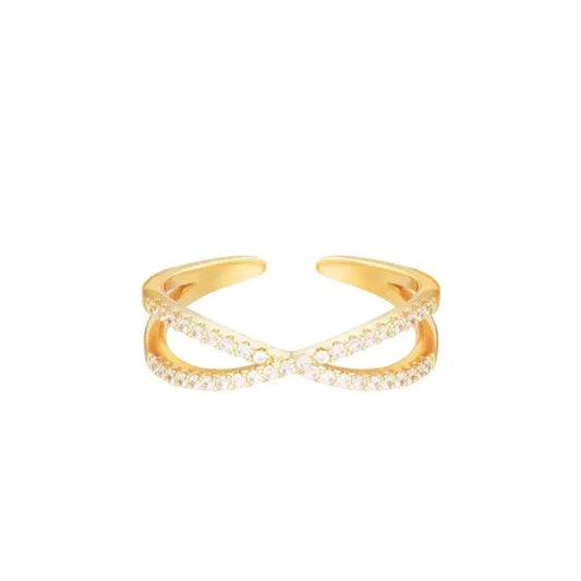 Gouden ring Double Diamonds